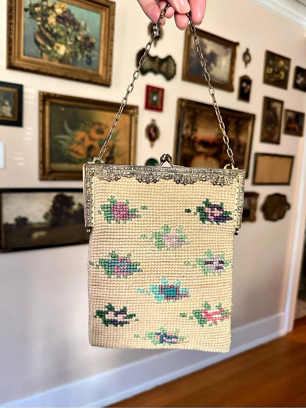 Antique Needlepoint Purse